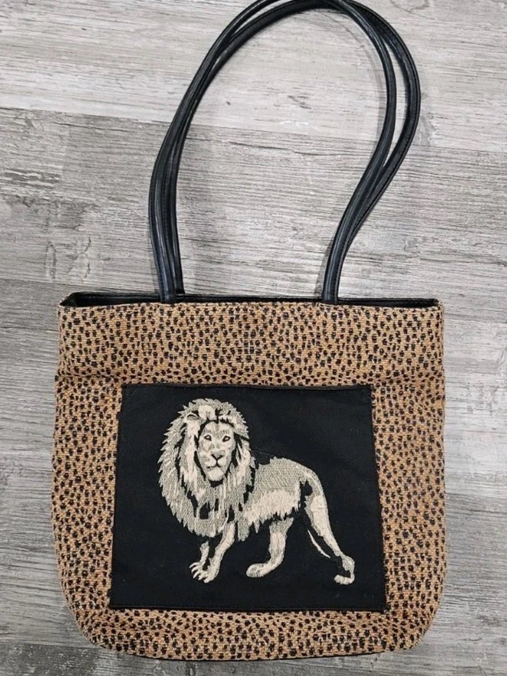 Y2K BUENO Lion Embroidered Tote Bag Purse
